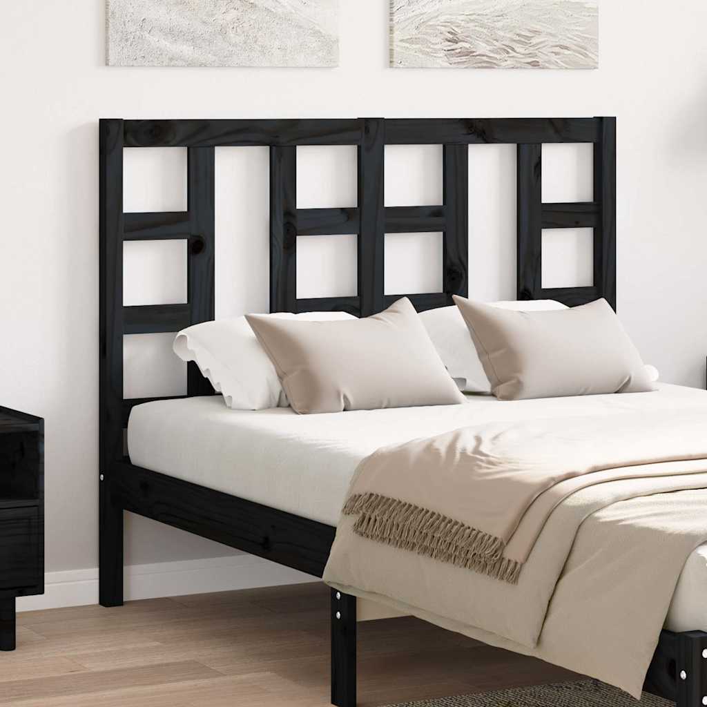 Sänggavel svart 126x4x100 cm massiv furu
