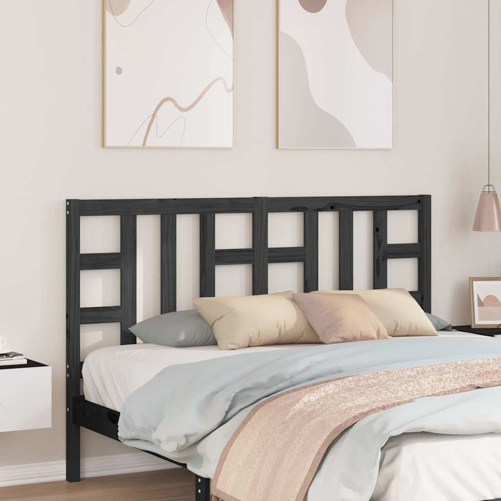 Sänggavel svart 146x4x100 cm massiv furu