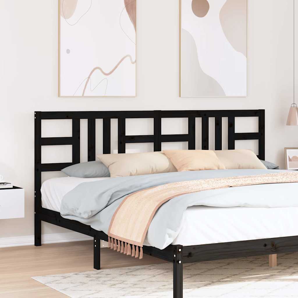 Sänggavel svart 206x4x100 cm massiv furu