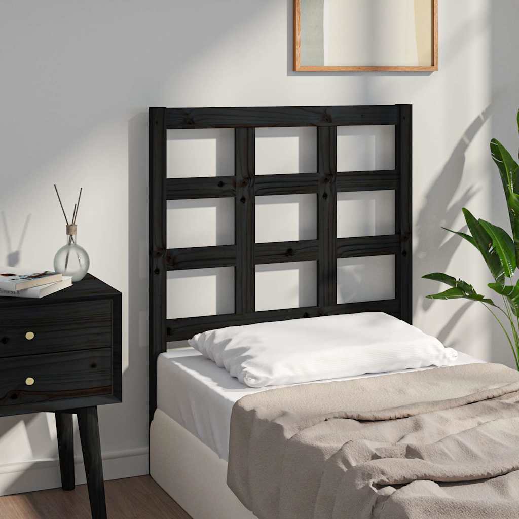 Sänggavel svart 80,5x4x100 cm massiv furu