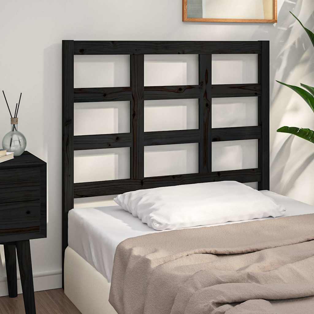 Sänggavel svart 95,5x4x100 cm massiv furu
