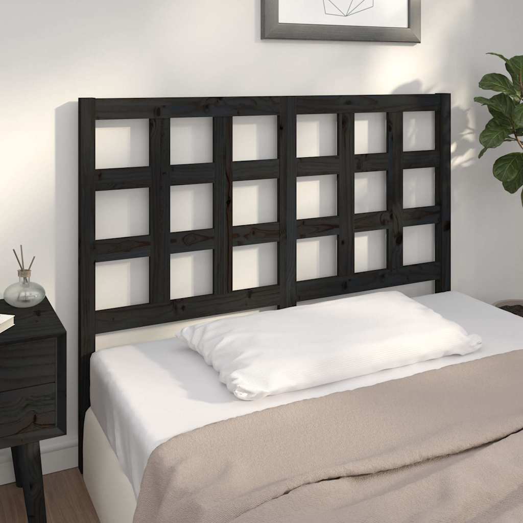 Sänggavel svart 125,5x4x100 cm massiv furu
