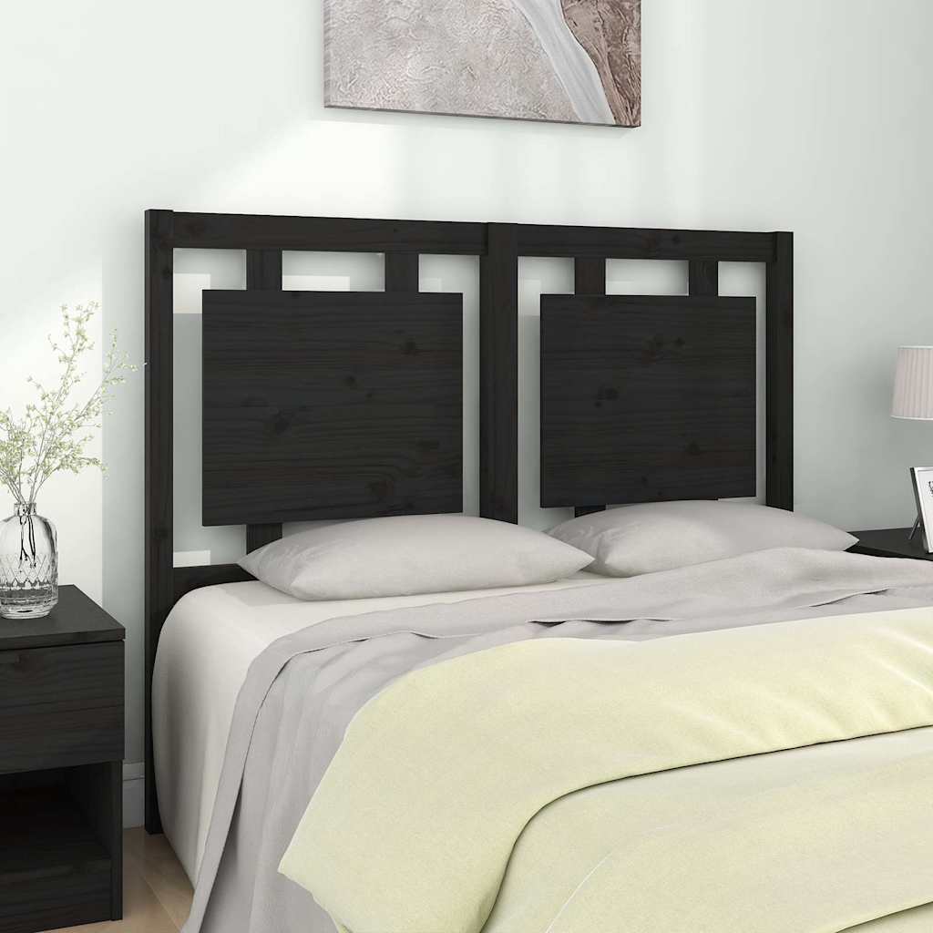 Sänggavel svart 125,5x4x100 cm massiv furu