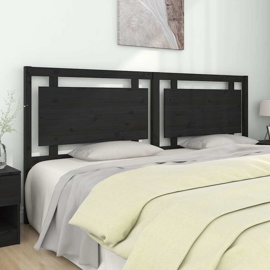 Sänggavel svart 205,5x4x100 cm massiv furu