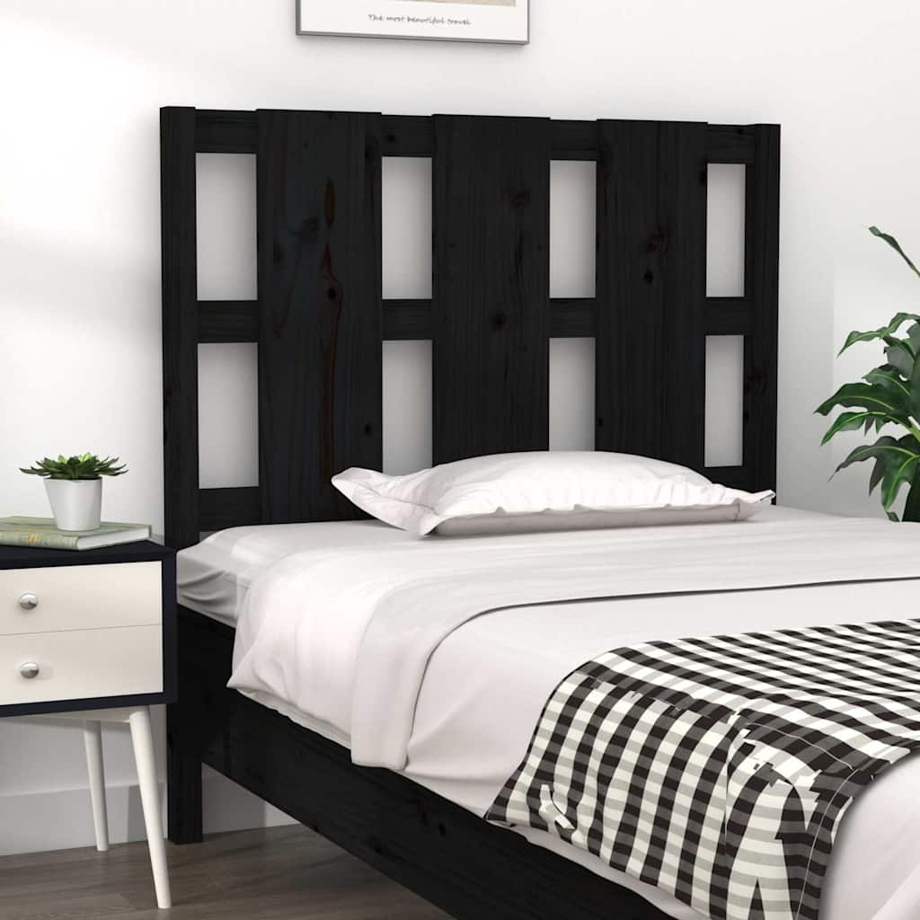 Sänggavel svart 105,5x4x100 cm massiv furu