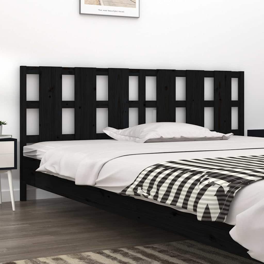 Sänggavel svart 205,5x4x100 cm massiv furu