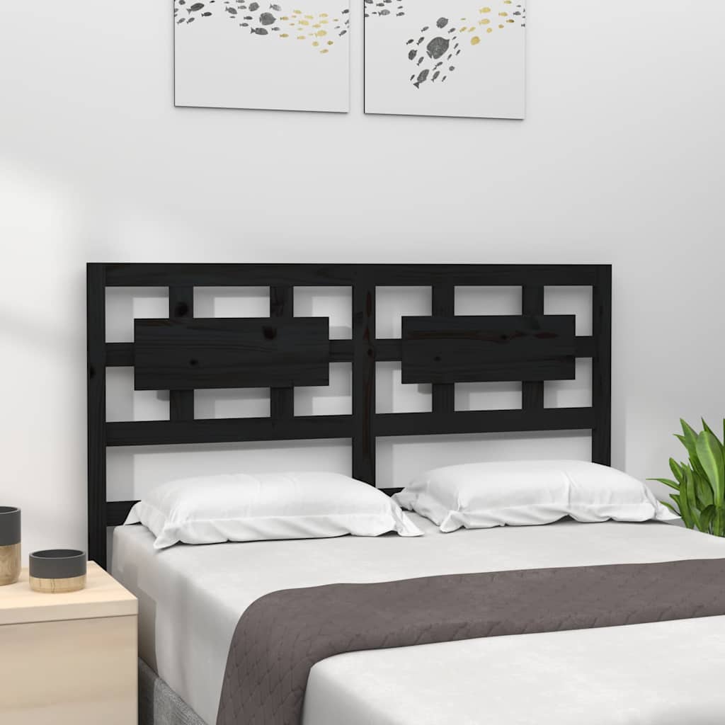 Sänggavel svart 185,5x4x100 cm massiv furu