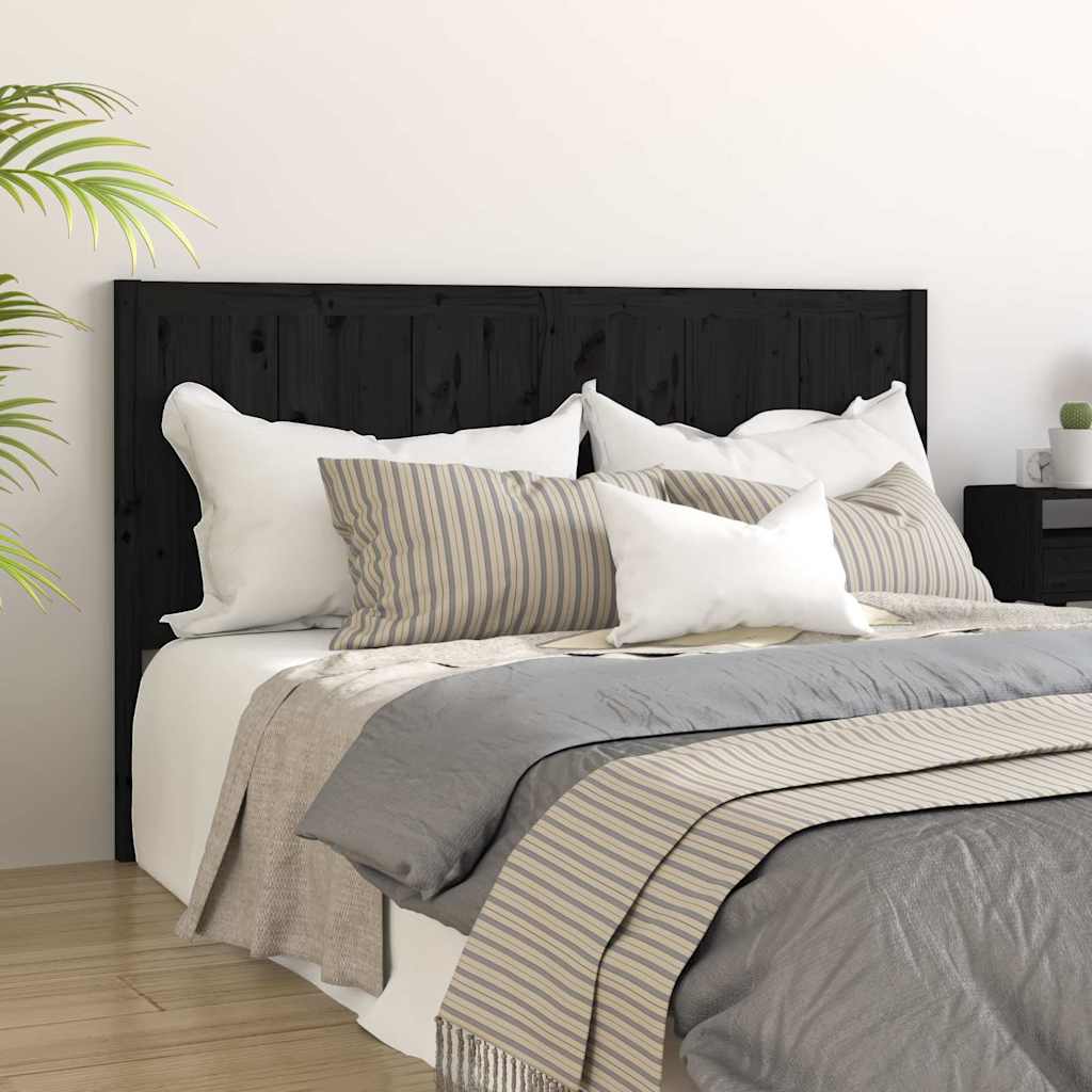 Sänggavel svart 205,5x4x100 cm massiv furu