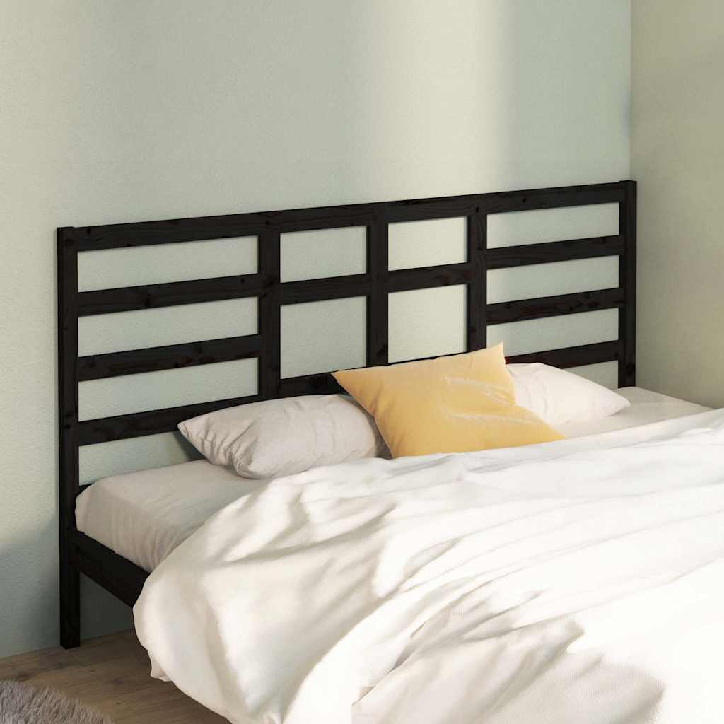 Sänggavel svart 206x4x104 cm massiv furu