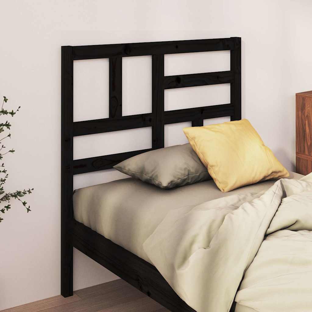 Sänggavel svart 81x4x104 cm massiv furu