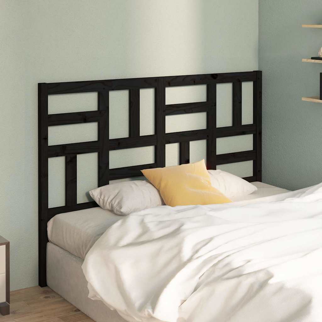 Sänggavel svart 126x4x104 cm massiv furu