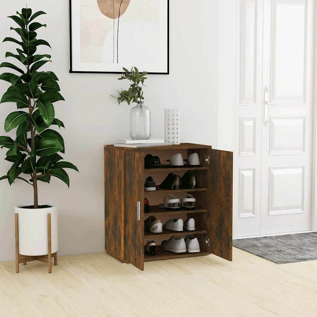 Skoställ rökfärgad ek 60x35x70 cm konstruerat trä
