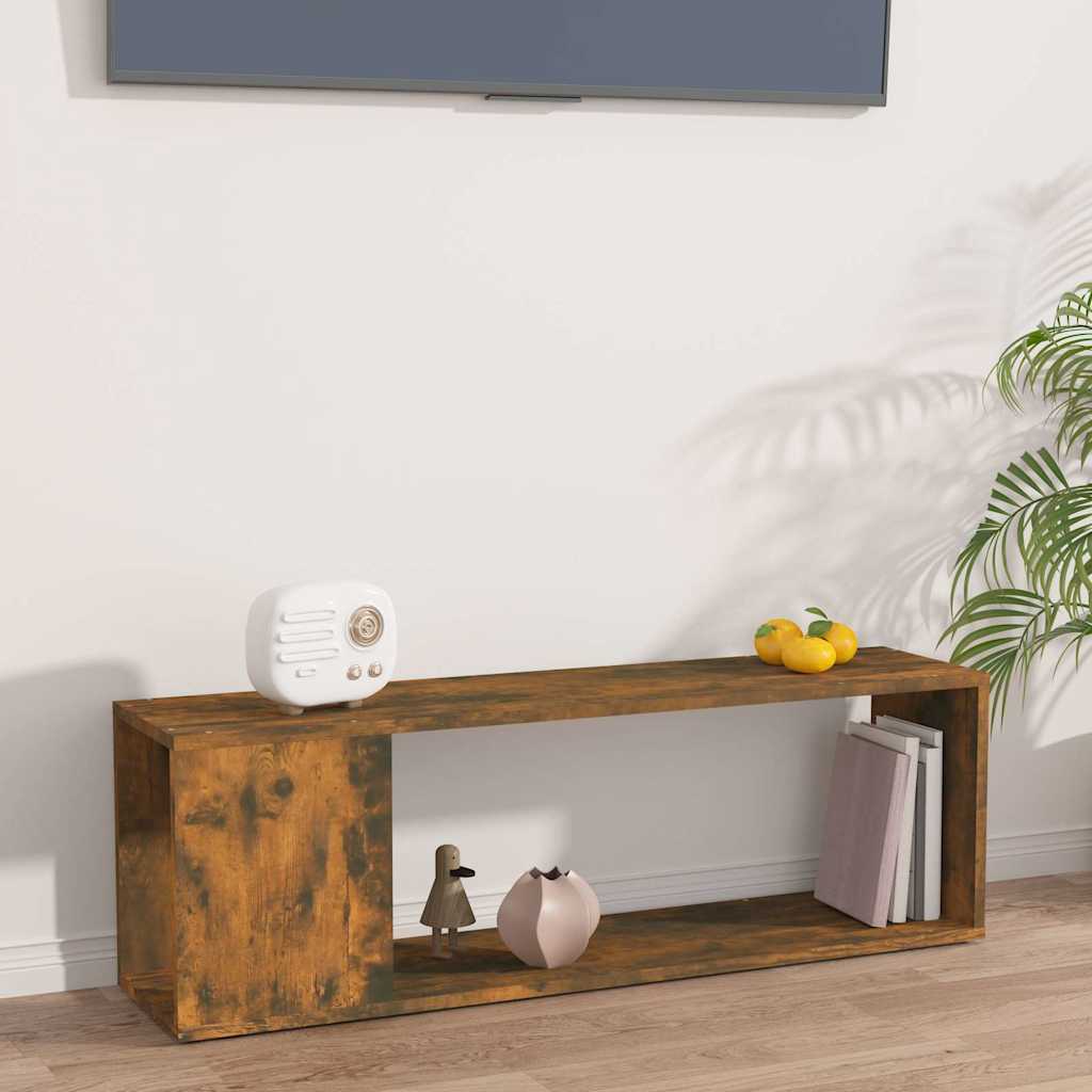 Tv-bänk rökfärgad ek 100x24x32 cm konstruerat trä