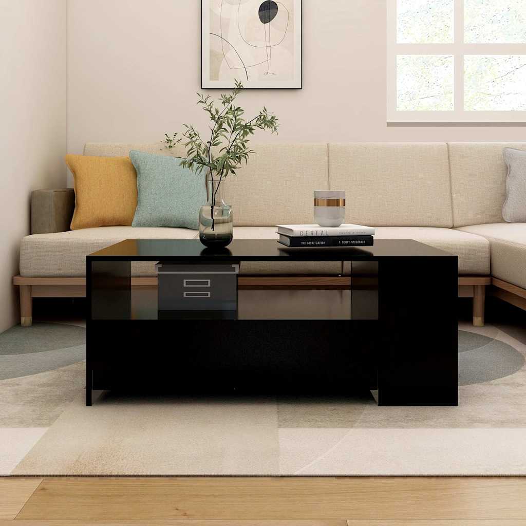Soffbord svart 102x55x42 cm konstruerat trä