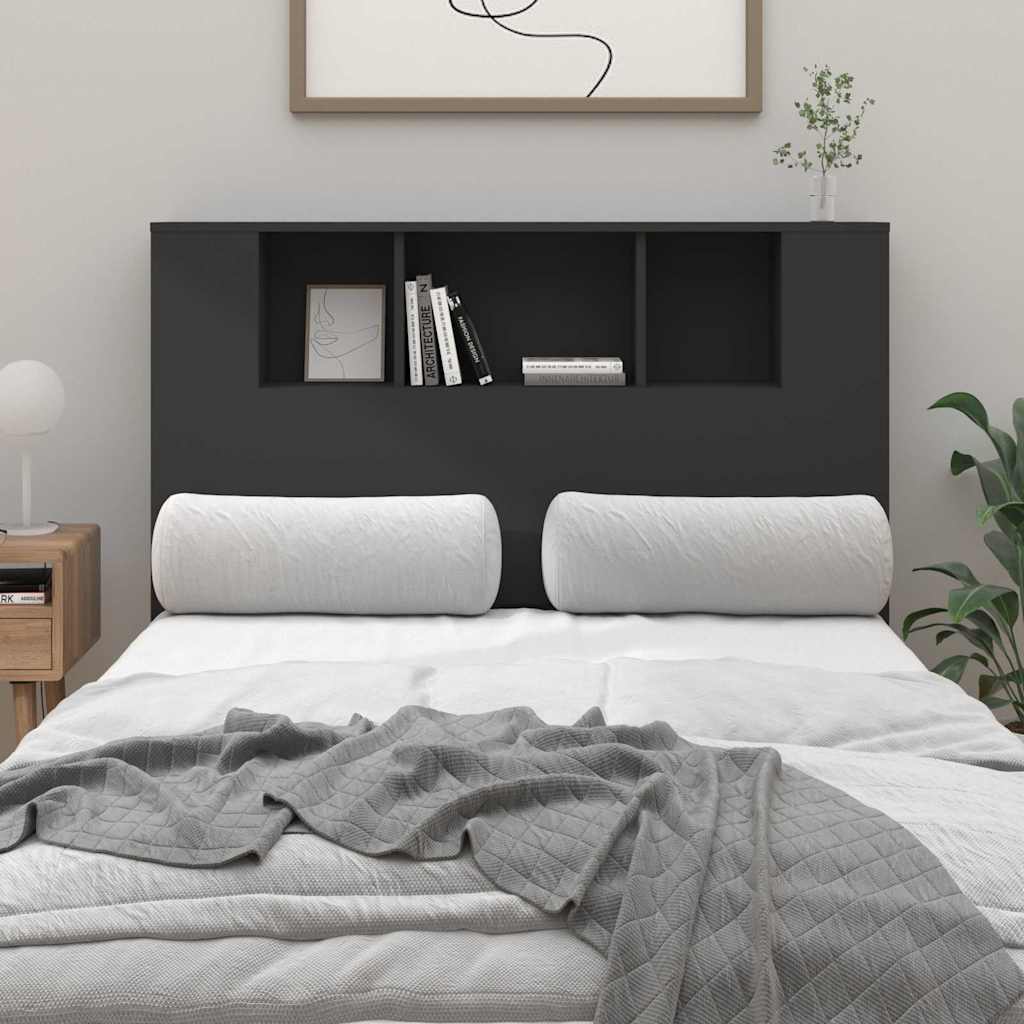 Sänggavel med förvaring svart 120x18,5x102,5 cm