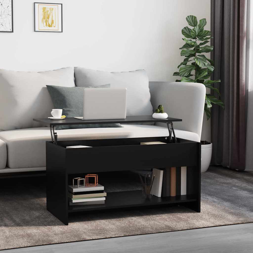 Soffbord svart 102x50x52,5 cm konstruerat trä