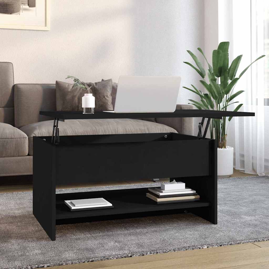 Soffbord svart 80x50x40 cm konstruerat trä