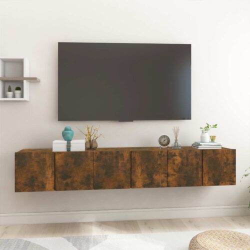 Hängande TV-skåp 3 st rökfärgad ek 60x30x30 cm