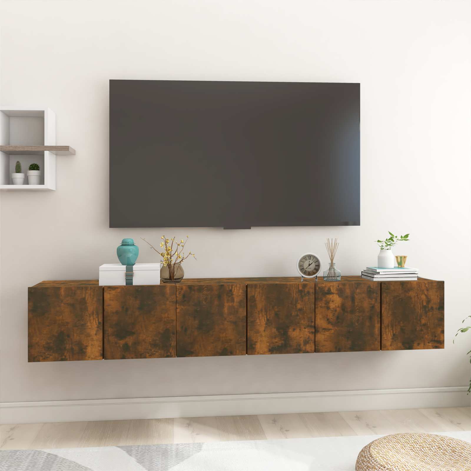 Hängande TV-skåp 3 st rökfärgad ek 60x30x30 cm