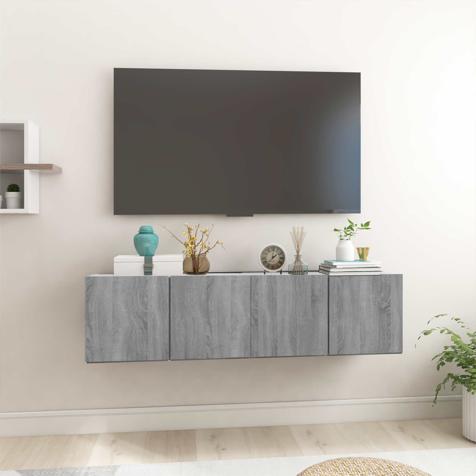 Hängande tv-skåp 2 st 60x30x30 cm konstruerat trä