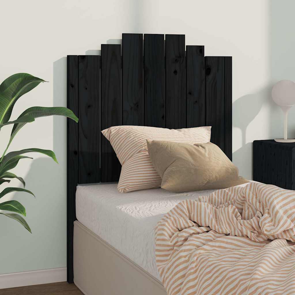 Sänggavel svart 81x4x110 cm massiv furu