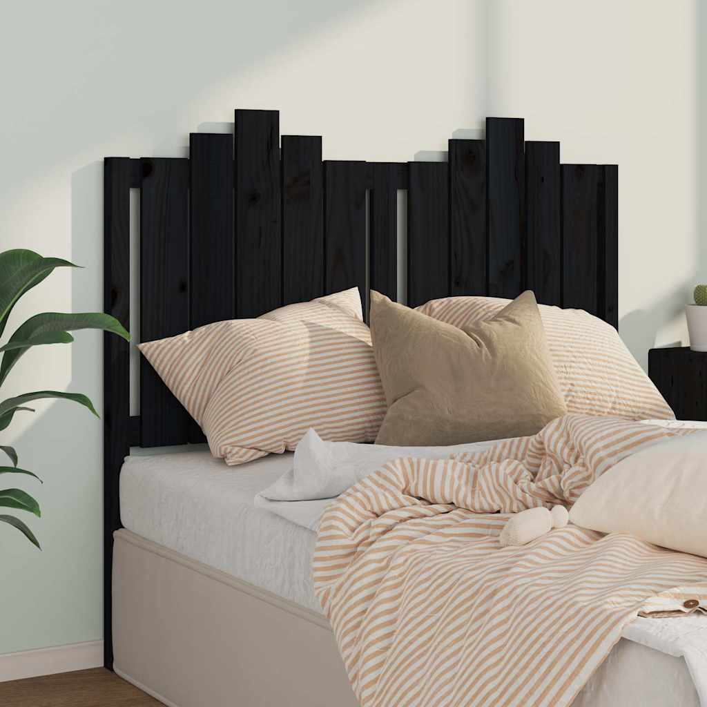 Sänggavel svart 126x4x110 cm massiv furu