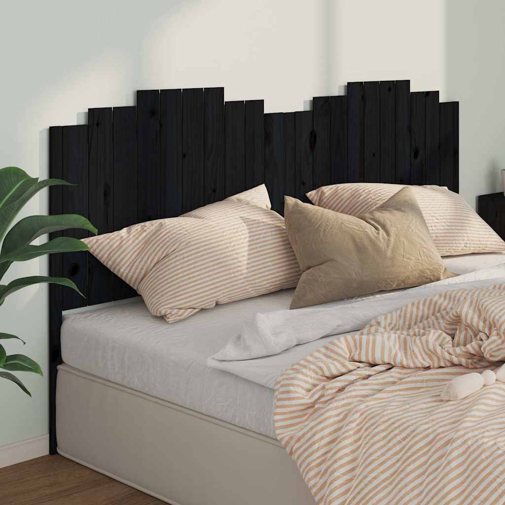 Sänggavel svart 206x4x110 cm massiv furu