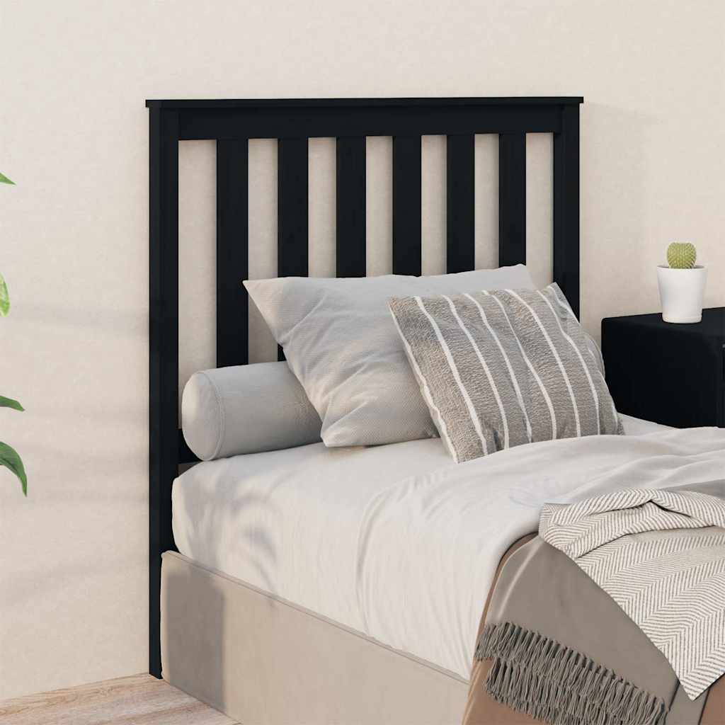 Sänggavel svart 96x6x101 cm massiv furu