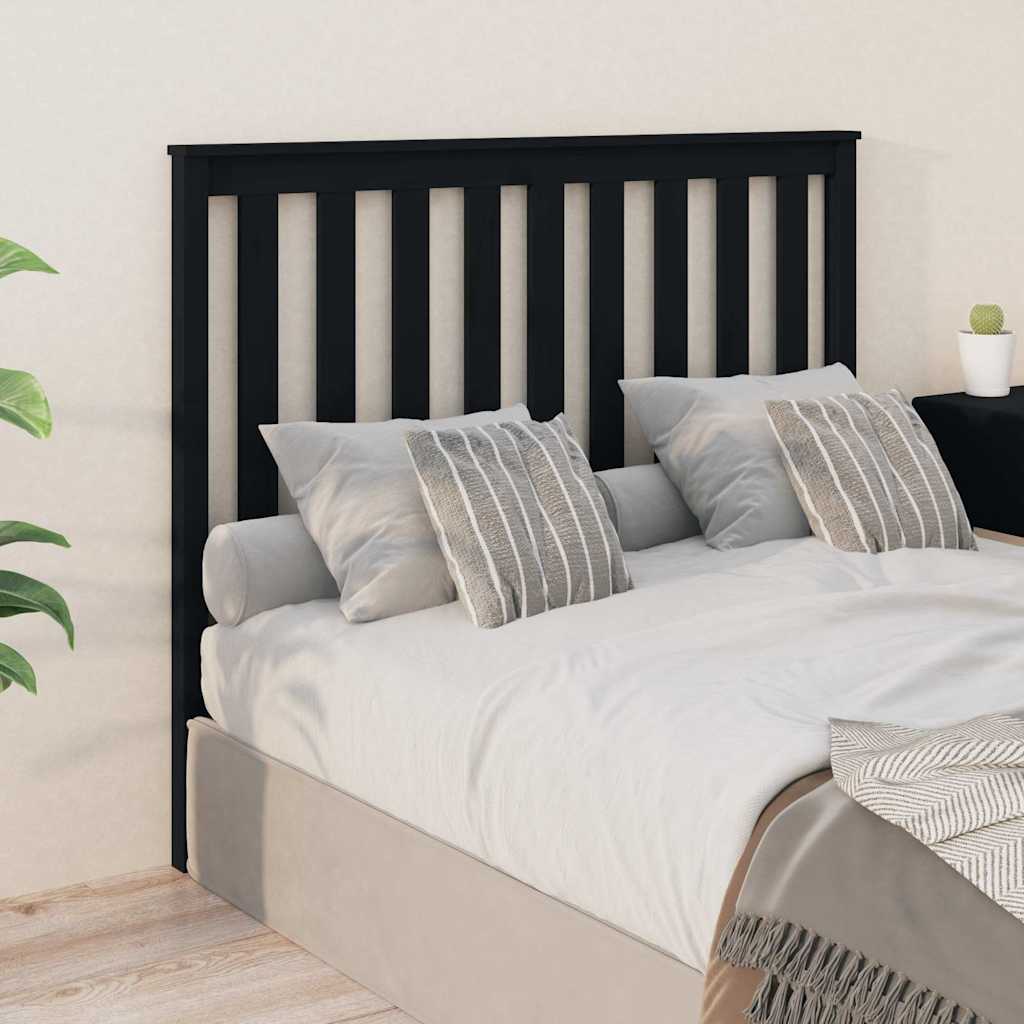 Sänggavel svart 126x6x101 cm massiv furu