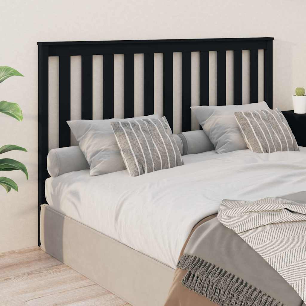 Sänggavel svart 166x6x101 cm massiv furu