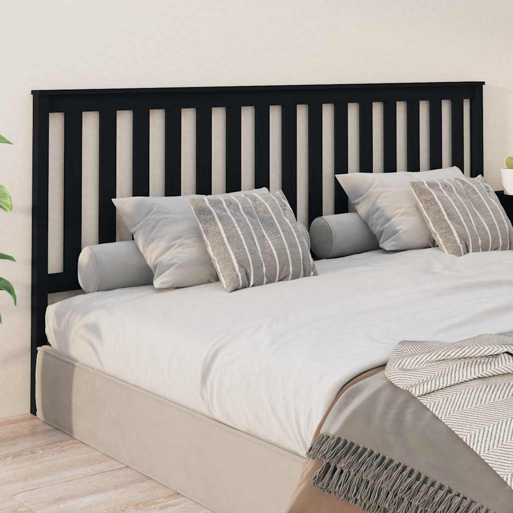 Sänggavel svart 206x6x101 cm massiv furu
