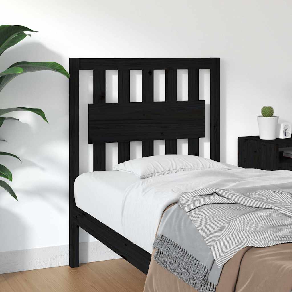 Sänggavel svart 80,5x4x100 cm massiv furu