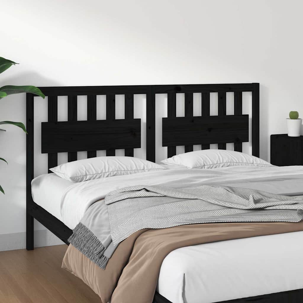 Sänggavel svart 155,5x4x100 cm massiv furu
