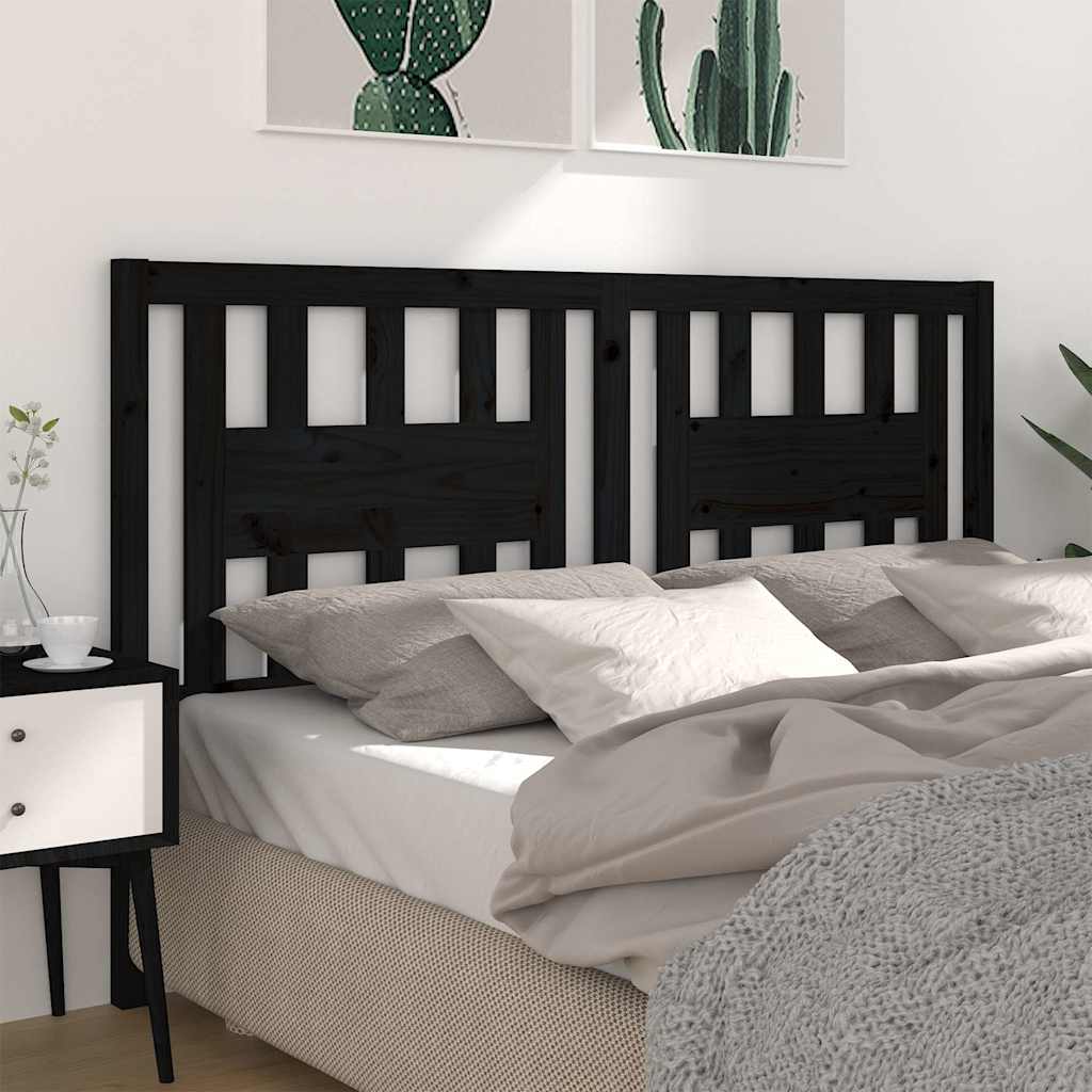Sänggavel svart 206x4x100 cm massiv furu