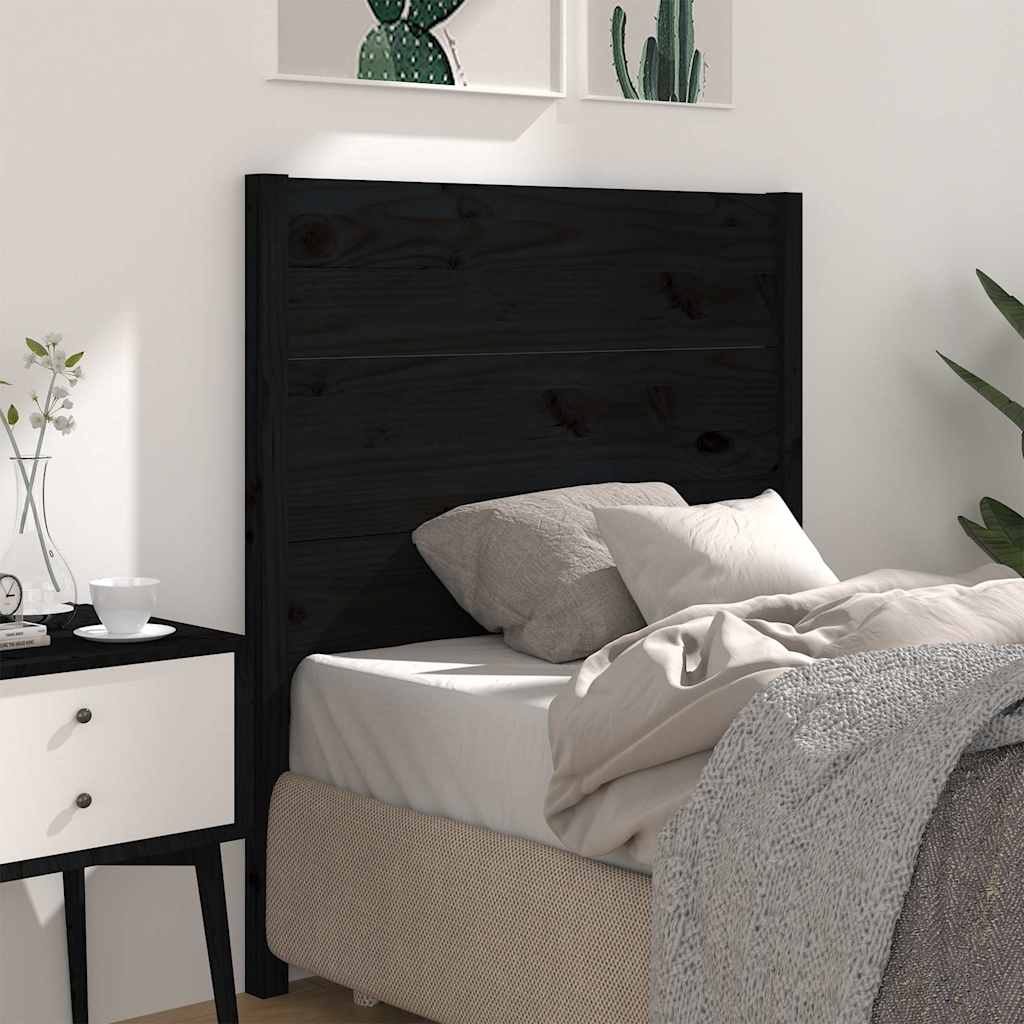 Sänggavel svart 96x4x100 cm massiv furu