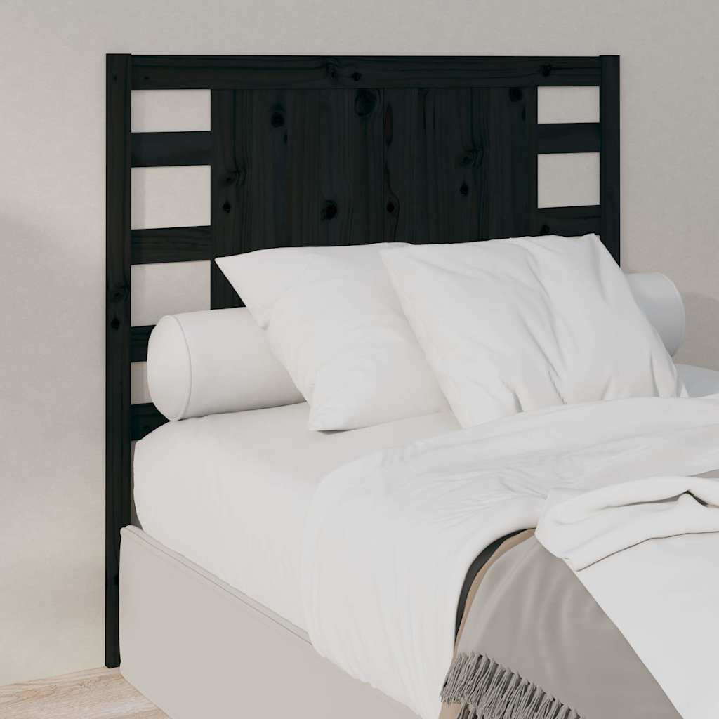 Sänggavel svart 106x4x100 cm massiv furu