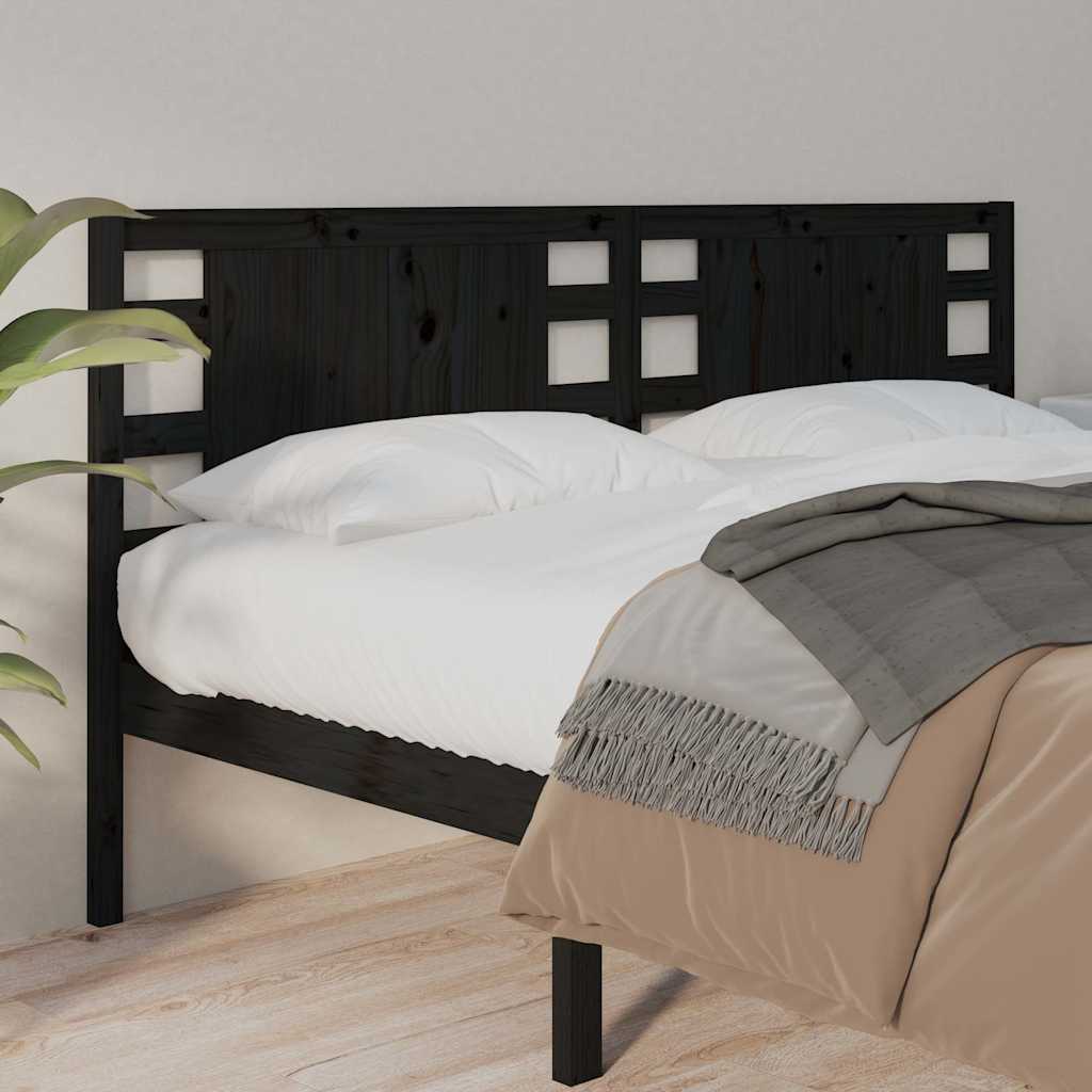Sänggavel svart 126x4x100 cm massiv furu