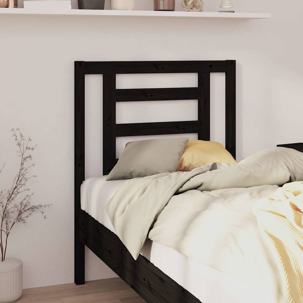 Sänggavel svart 81x4x100 cm massiv furu