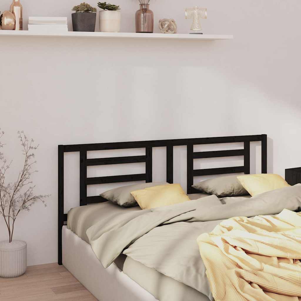 Sänggavel svart 206x4x100 cm massiv furu