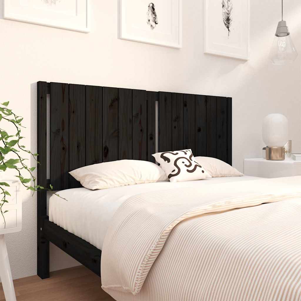 Sänggavel svart 145,5x4x100 cm massiv furu