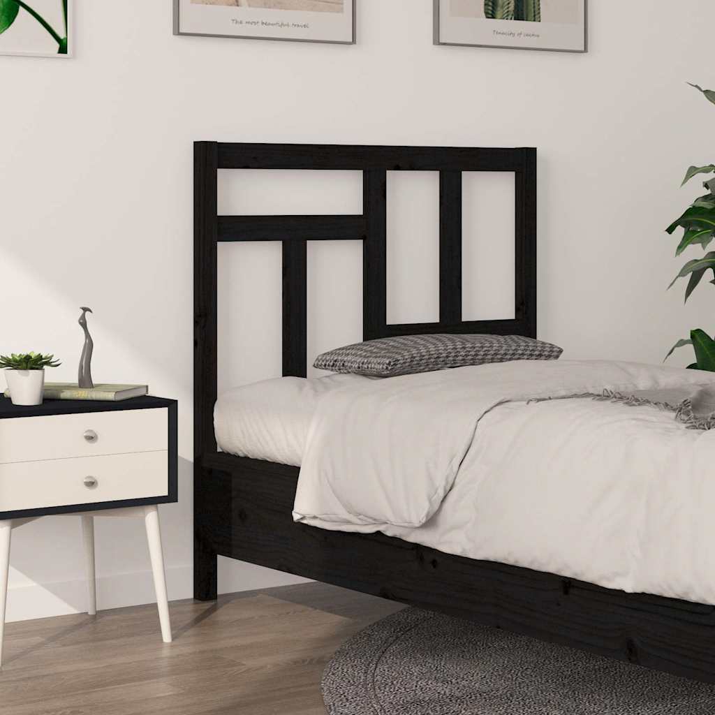 Sänggavel svart 95,5x4x100 cm massiv furu