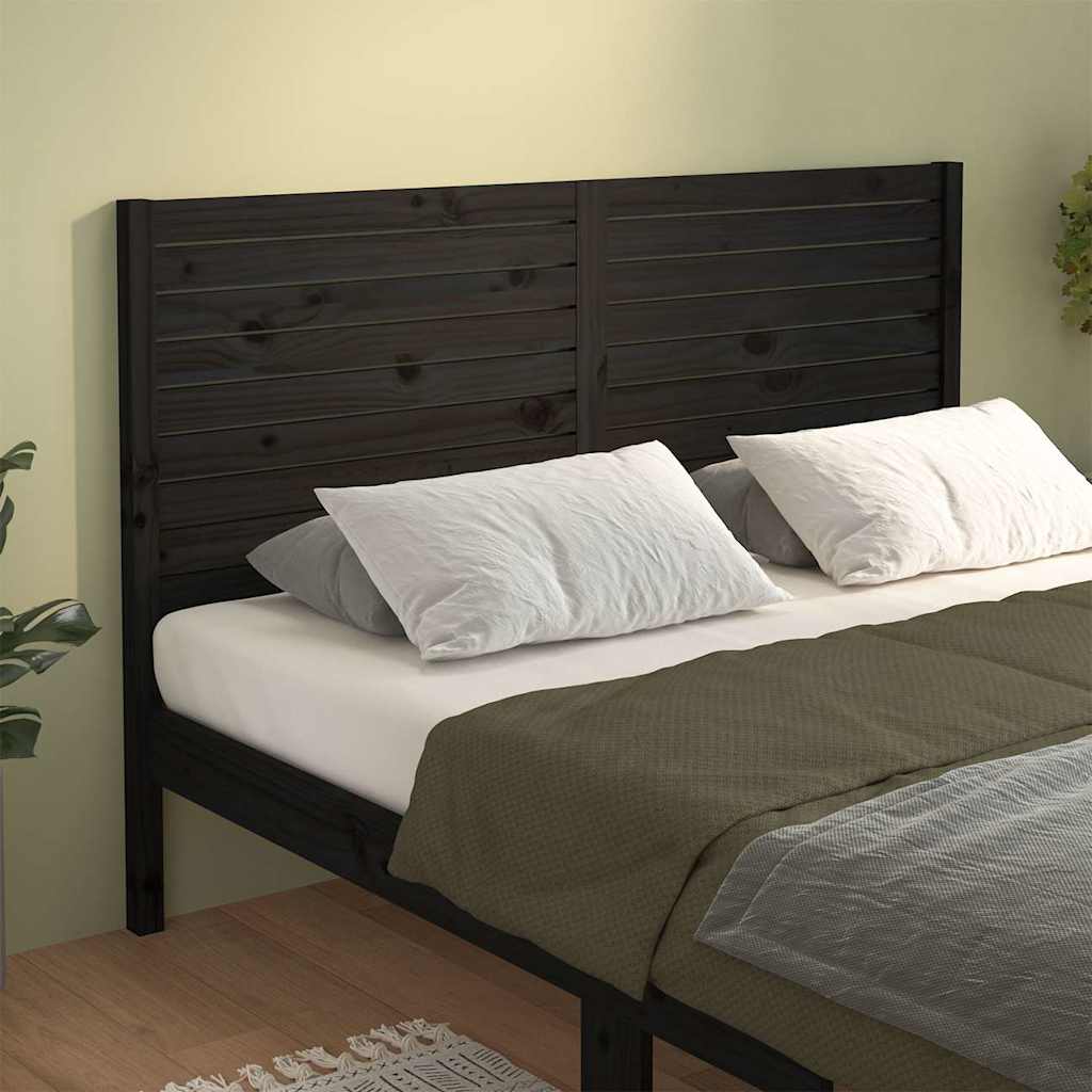 Sänggavel svart 156x4x100 cm massiv furu