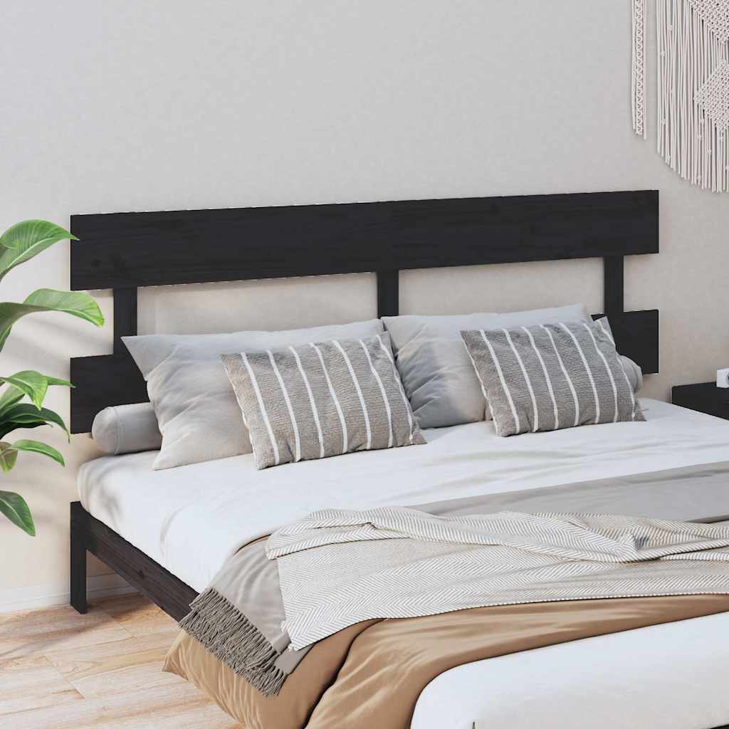 Sänggavel svart 204x3x81 cm massiv furu