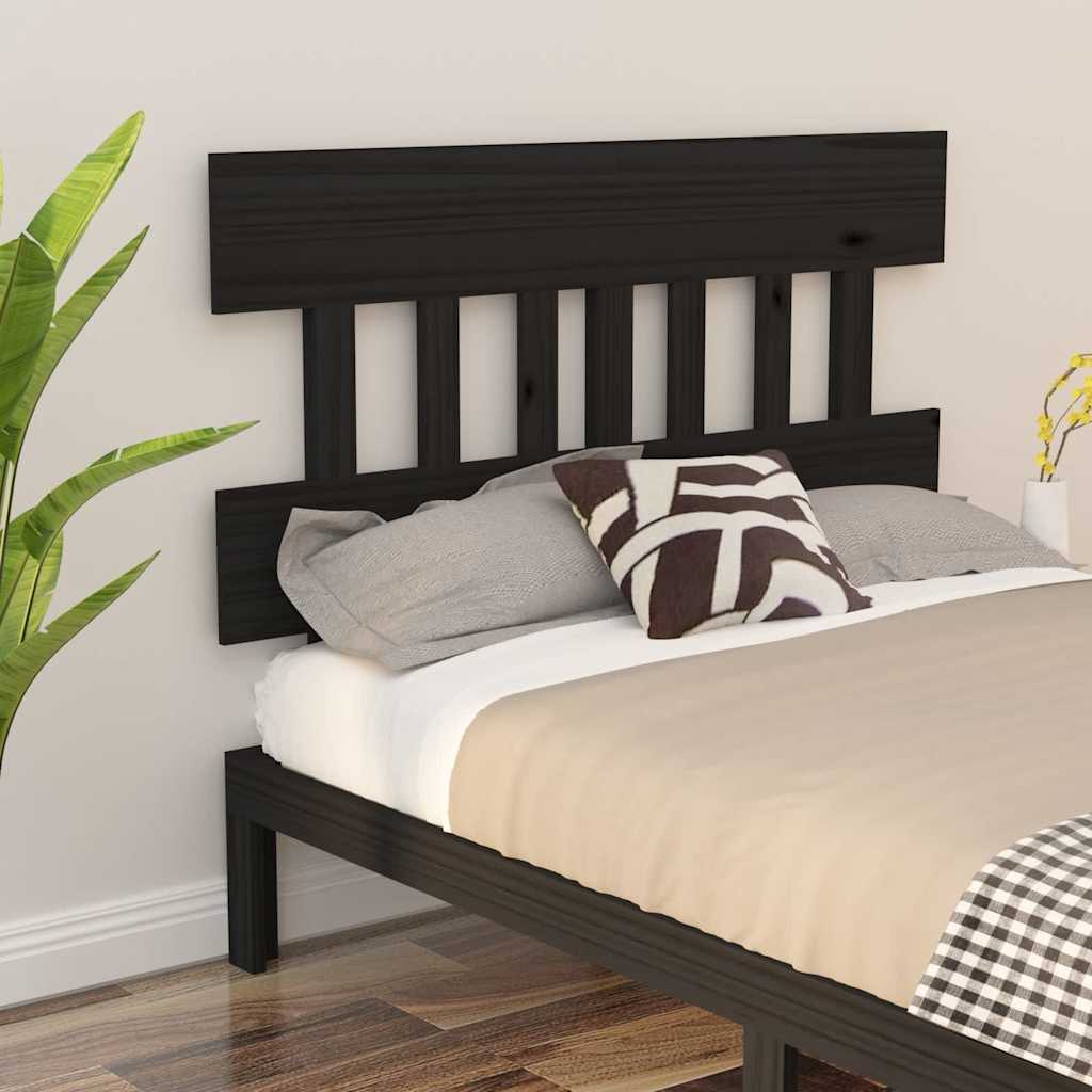 Sänggavel svart 143,5x3x81 cm massiv furu