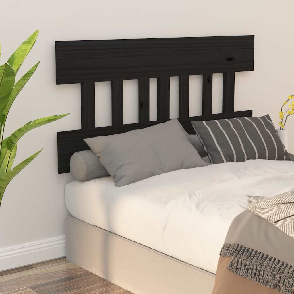 Sänggavel svart 163,5x3x81 cm massiv furu