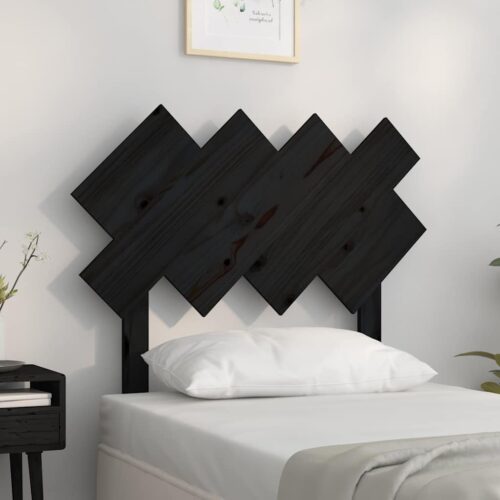 Sänggavel svart 92x3x81 cm massiv furu