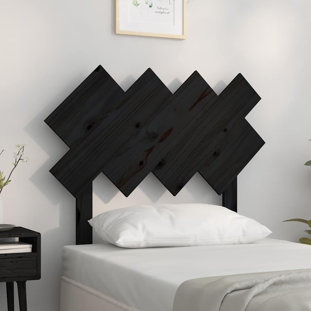 Sänggavel svart 92x3x81 cm massiv furu