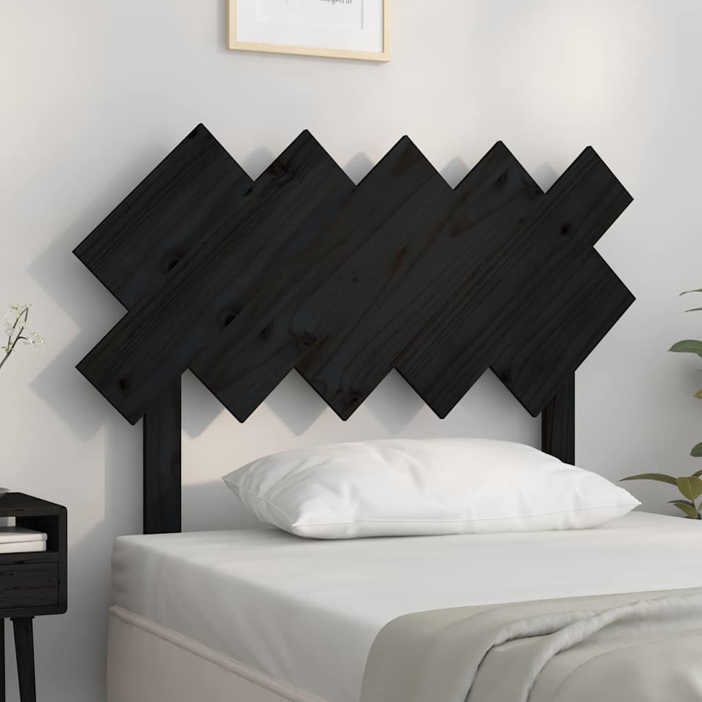 Sänggavel svart 104x3x80,5 cm massiv furu