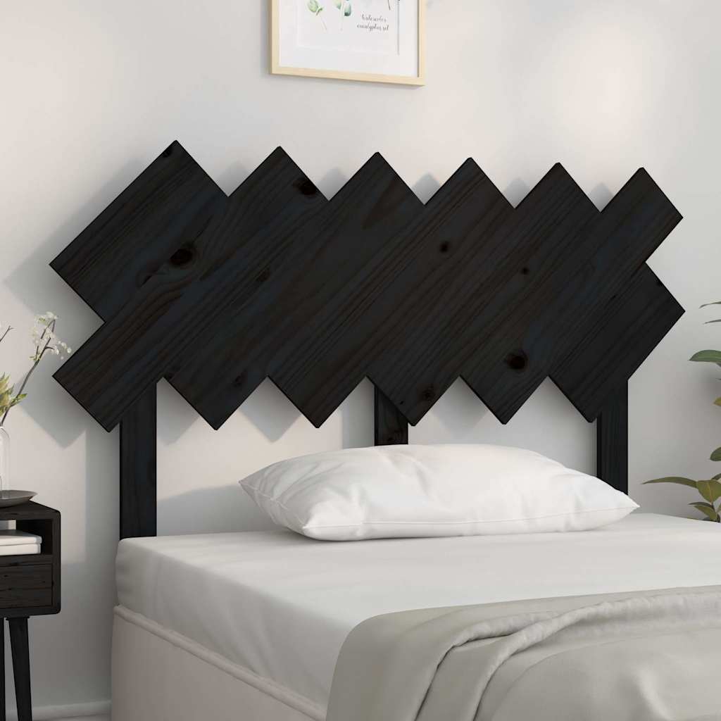 Sänggavel svart 122,5x3x80,5 cm massiv furu