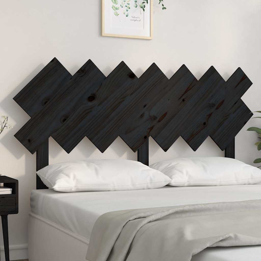 Sänggavel svart 141x3x80,5 cm massiv furu